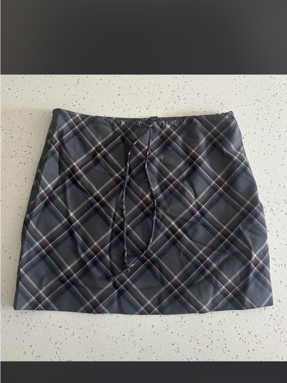 American Eagle Outfitters Navy and Gray Plaid Mini Skirt